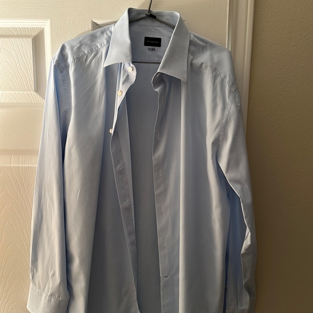 ZEGNA Blue Dress Shirt 17.5 Size